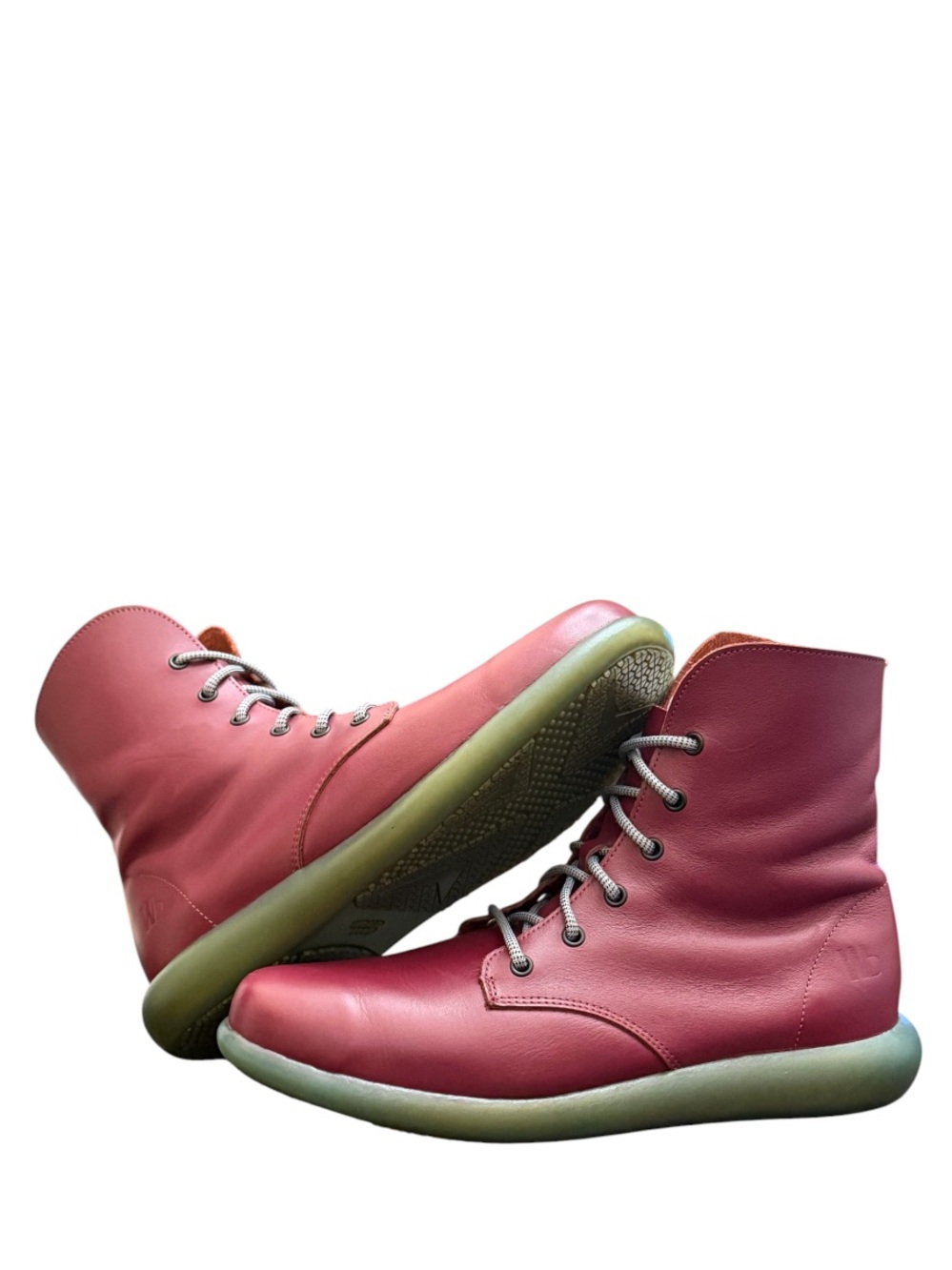 WORLDBOOTS - BURGUNDY SOFT ALL LEATHER GREEN CORAL RUBBER SOLE “LARRIES” BOOTS
